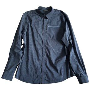 ArcTeryx KASLO Mens XL Plaid Long Sleeve Shirt With Zipper Pocket Blue